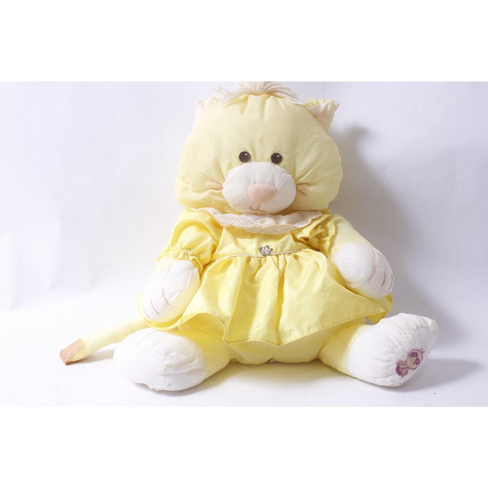 1986 Fisher-Price Puffalump Cat Plush in Yellow Dress ~ 260427-WH M-15-03